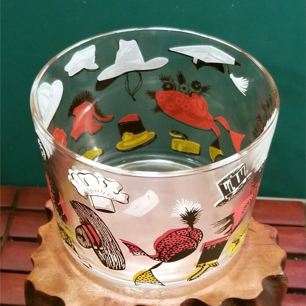 Vintage Mid Century Hats Ice Bucket / Snack Bowl / Tip Bucket 4.25